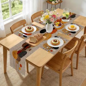 VIKAMA Bắc Âu Morandi Table Runner Placemats Bộ Thảm Lót Chống Thấm Nước Chống Trơn Trượt Cho Nhà Bếp Bàn Ăn Dễ Dàng Chăm Sóc Chống Dầu
