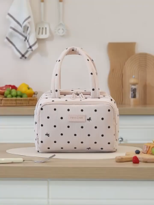 Corduroy Reusable Insulated Bento Bag Multi‑Pocket Cooler Bag Large Capacity Portable Lunch Tote Bag For Office Ladies School Daily Use
