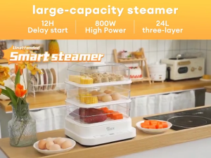 Tixx Electric Steamer for Siomai 40L 304 Stainless Steel Electric Food Steamer 24H Timer Keep Warm