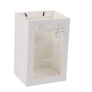 Valentines Day Large Transparent Handheld Flower Bouquet Doll Gift Bag for Dolls And Flowers Bouquet Wrapping White Card Paper