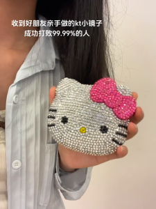 Bàn Trang Điểm Hình Mèo Bướm DIY Bằng Đá Rhinestone Nhiều Màu Gương Trang Điểm Cầm Tay Hộp Đựng Đồ Trang Điểm Phụ Kiện Phòng Tắm