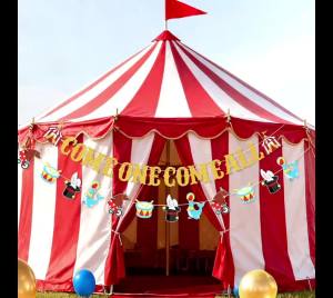 Gold Glitter "Come One Come All" Circus Banner Carnival Themed Paper Garland for Birthday Party Photo Booth Backdrop