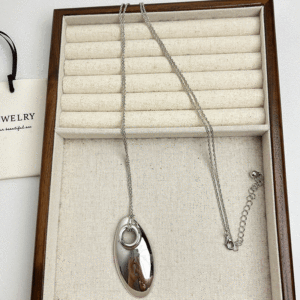 Sunflower Long Silver Waterdrop Pendant Necklace Womens 2024 New High-End Sweater Chain Jewelry Fresh out Alloy Material
