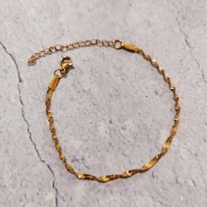 18K Gold Plated Water corrugated bracelet Stainless Steel Fine Chain BraceletElegant Bracelet Jewelry