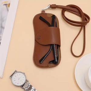 1PC Waterproof Sunglasses Bag Portable Hanging Neck Glasses Storage Case Fashion PU Leather Eyeglasses Pouch For Women Men