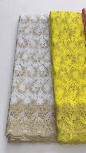 New Arrival Black Gold Swiss Voile Lace Fabric Luxury Cotton Lace for African Wedding Party & Bridal Gown Materials