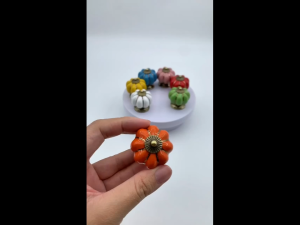 2Pcs Vintage Ceramic Pumpkin Cabinet Knobs Kitchen Cabinet Drawers Dresser Cupboard Pull Handles