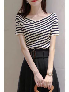 Stylish Fashionable V-Neck Knitted Shirt Slim Short Sleeve
