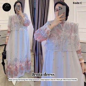 dress jenia - ceruty full furing mix rompi premium Ld 110 pj 135