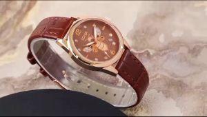 Box Exclusive Jam Tangan Bonia Bee Berlian VA-942OR / Jam Tangan Fashion Wanita Tali Kulit Diameter 32 cm