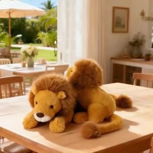 Simulation Lion Plush Toys Stuffed Animal Fluffy Doll Huggable Christmas Halloween Birthday Gift Home Decor