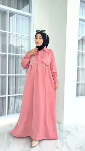 Gamis Polos Tamara Maksi bahan Santorini Silk