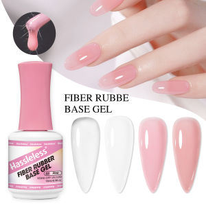 Hassleless Single Bottle 15ml 0.5 oz Fiber Rubber Base Gel Available in Four Colors: White Pink Clear Nude Removable Nail Polish Hypoallergenic Quickly Repairs Broken Nails Gentle Formula a Must-Have for Professional Manicurists Daily Nail C...