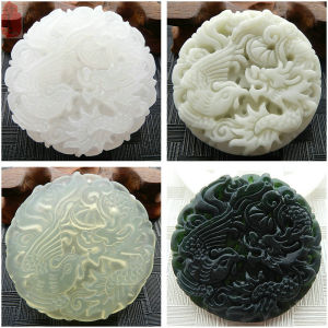 Trang Sức Đá Quý Tự Nhiên Afghanistan Jadeite Long Feng Chéng Xiang Trang Sức Mặt Dây Chuyền Trang Trí Treo Mặt Dây Chuyền