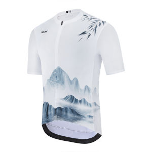 Raudax Men Summer Short Sleeve Cycling Jersey MTB Maillot Chinese ink painting style Bicycle Wear Breathable Cycling Clothing
