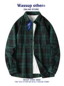 American Retro Check Long Sleeve Shirt Mens Spring Autumn Casual