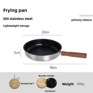 MOUNTAINHIKER Outdoor Camping Fry Pan Non-stick Frying Pan Breakfast Pancake Pot Stainless Steel Cooking Food Induction Cooker