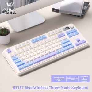 AULA | Wireless Bluetooth Dual Mode Gaming Office Silent Keyboard Side-Carved Gradient Keys Display Screen