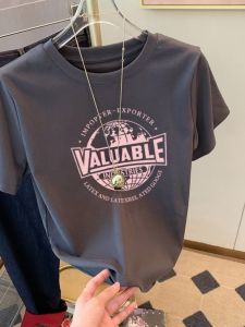 เสื้อยืดแขนสั้น Pure ผ้าฝ้าย ผู้หญิง ลำลอง ทันสมัย สไตล์บาง อินเทรนด์ พรางหุ่น เสื้อท่อนบน เสื้อเชิ้ตพิมพ์ลายคอกลม ฤดูร้อน