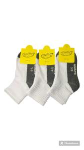 ถุงเท้านักเรียน สีน้ำตาล กลับสีขาวพื้นดำ ข้อกลาง สำหรับเด็กผู้ชาย ป้าย เหลือง แพ็ค12 คู่ มีไซส์ 4-6/ 5-7 /7-9 /ฟรีไซส์