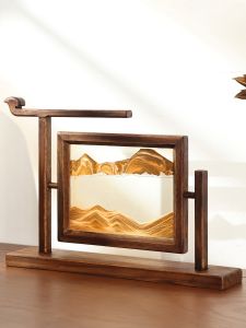 3D dynamic sand painting teak stand hourglass picture frame desktop decoration creative dynamic sand painting home office ornaments stress relief art gift creative practical gift