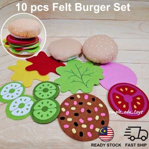 28pcs Felt Fast Food Pretend Play Burger Sandwich Pita Bread Kids Cooking Toy Play Set Children Toys Educational Toys Mainan Budak Perempuan Mainan Masak Budak