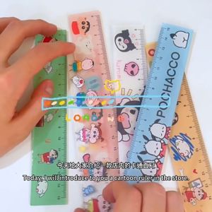 ไม้บรรทัดการ์ตูนนักเรียนน่ารักเครื่องเขียน15ซม. ไม้บรรทัดพลาสติกใสไม้บรรทัดนักเรียน