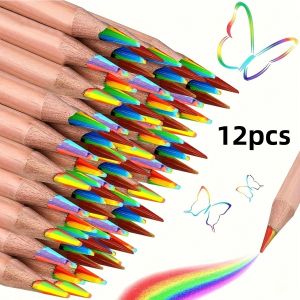 6/12/24 Set of 24 colorful Wooden Pencils 7-in-1 rainbow Drawing Pencils. Suitable for Sketching Doodling Coloring and Paint