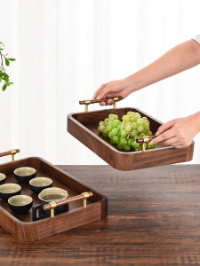 Black Walnut Wood Pallet Tea Tray Tea Set Tea Cup Tray Rectangular Large For Home Wooden Coffee Cup Storage Tray