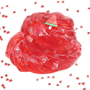🇲🇾200ML Watermelon Crystal Clear Slime with Glitters Soft Jelly Slime Non Sticky Premade Clear Gel Slime for Girls Boys DIY Cotton Mud Bubble Slime Stretchy Putty Kids Birthday