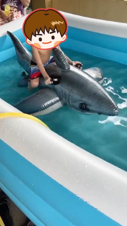 INTEX Inflatable Great White Shark Ride On Pool Float Swimming Pool ...
