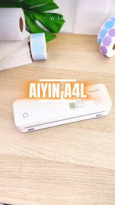 เครื่องปริ้นพกพา เครื่องปริ้นกระดาษA4 เครื่องพิมพ์ความร้อน Aiyin A4L ไม่ต้องใช้หมึก ความละเอียดในการพิมพ์ 203DPI บลูทูธ USB Bluetooth Mini Printer