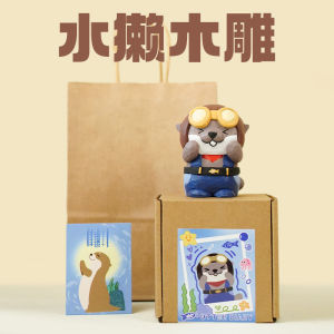 Adorable Desktop Wish Otter Figurine Lucky Shore Blessing Handcrafted Wood Carving Gift for Female Friends Graduation Day