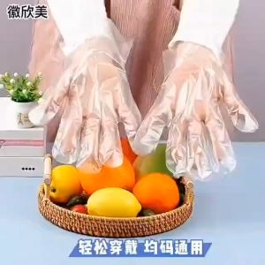 ±100s Free Size / M Size / L Size HDPE Disposable Plastic Gloves