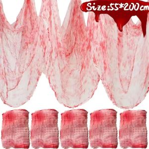 20M Halloween Bloody Creepy Gauze Cloth Large Black Gauze Spooky Blood Fabric Cloth for Halloween Party Home Outdoor Yard Decoration