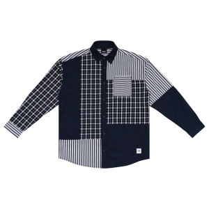 Xpx Zhou Bai Hao Multi Pasted Checks Blocks Long Sleeve Shirt Trendy Youth Pop Standard Fit Autumn 2021 Sharp Collar