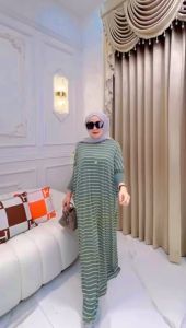 youras gamis muslim wanita kaos knit rajut import salur batwing jumbo terlaris termurah cod