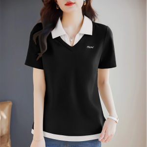 QIAOXIZI | Loose False Two-Piece Womens T-Shirt XL