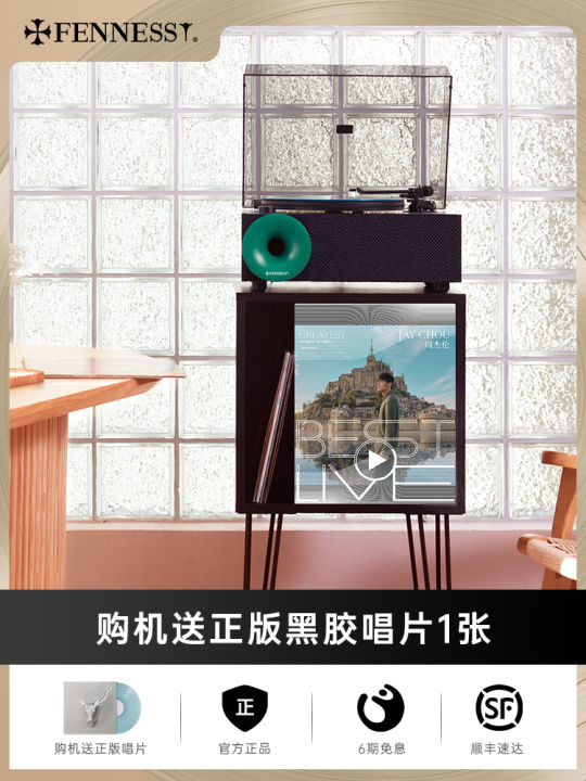 Fennessy Donut I5s Professional Desktop Black Vinyl Record Player Bluetooth Speaker Turntable High Quality Sound System