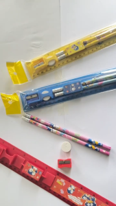 4-Piece Writing & Drawing Set | Ruler Pencil Eraser Sharpener | For School & Office Use