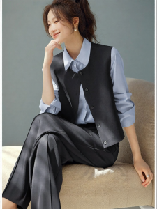 MOHANYIMEI | Fall Commuter Layering Casual Vest and Wide Leg Pants Set