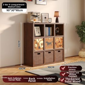 FWTDF | Walnut Wood Bookshelf Storage Cabinet