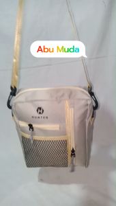 Tas Selempang Slingbag Pria Premium Casual Trendy Distro Sling Bag Kerja Murah Abu Muda