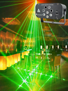128 Patterns Laser Light Stage Lighting Disco Night Light Sound Control Bar Lighting Atmosphere Decorative Laser Beam Projector