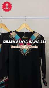 Abaya Hawa 225 Hitam Arab Turki Bahan Jetblack Bordir Payet Mewah Leher V-neck Zipper Belakang Fashion Muslim Wanita Terbaru - XELLEA