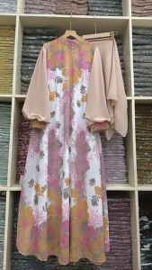 N DRESS ZARA SET GAMIS HIJAB  BUNGA DRESS SET HIJAB MOTIF MEWAH CERUTY FASHION MUSLIM LEBARAN RAYA LENGAN BALON