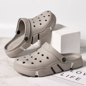 Mens Summer 2022 New Korean Style Anti-Slip Trendy Outdoor Wearable Thick Bottomed Clog Shoes Breathable Slip-On Slippers