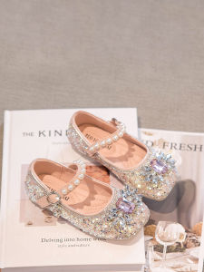 Princess Style Girls Shoes Crystal Embellished Soft Bottom Single Shoes Spring Autumn New Arrival Childrens Leather Shoes