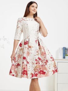 Váy Liền Thân Cao Cấp Dệt Jacquard Họa Tiết Hoa Cổ Tròn Dáng Chữ A Dài Trung Bình Dành Cho Nữ Mùa Xuân Hè Thích Hợp Dự Tiệc Sang Trọng Thời Trang Devchata