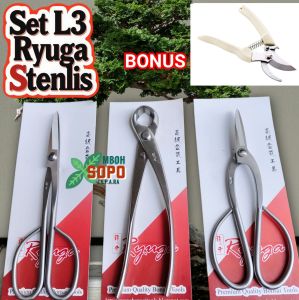 Alat Bonsai Sepaket Ryuga Stenlis L3 isi 3 barang panjang 21 cm